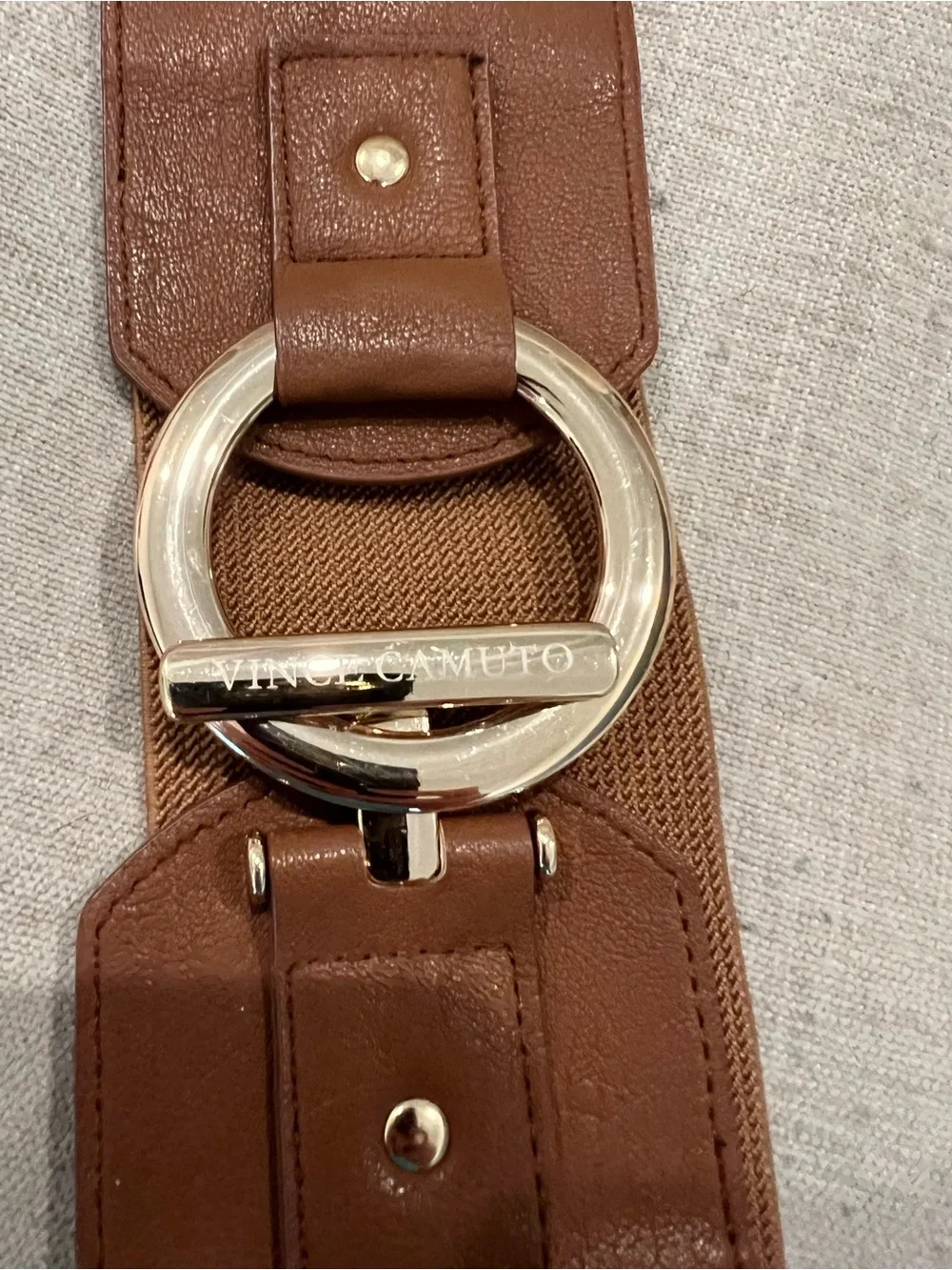 Vince Camuto Interlocking Circle and Bar Wide Stretch Belt